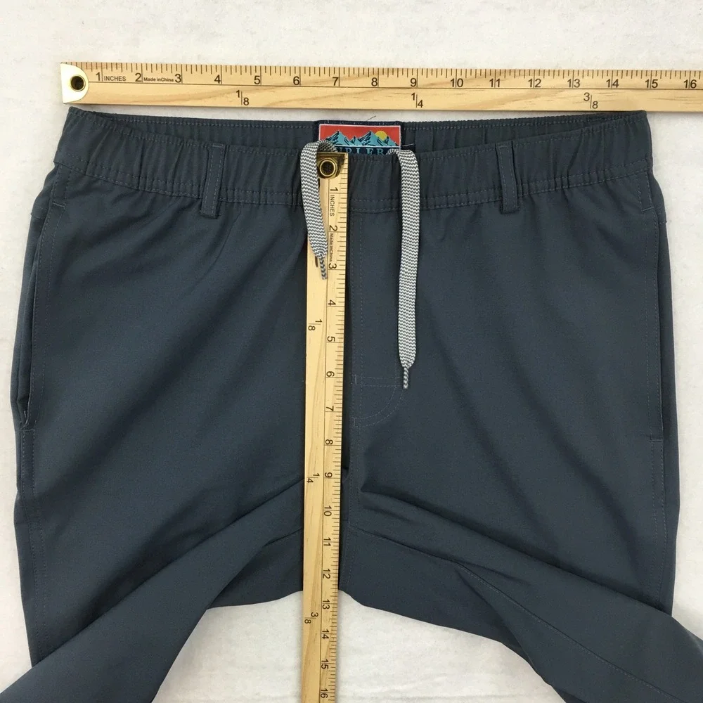 Burlebo Mens Performance Everyday Pants Gray Elastic Waist Drawstring Size Small